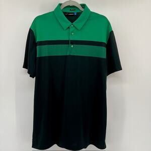J Lindeberg Kade Jacquard Regular Fit Polo Shirt Mens XL Green Golf Performance